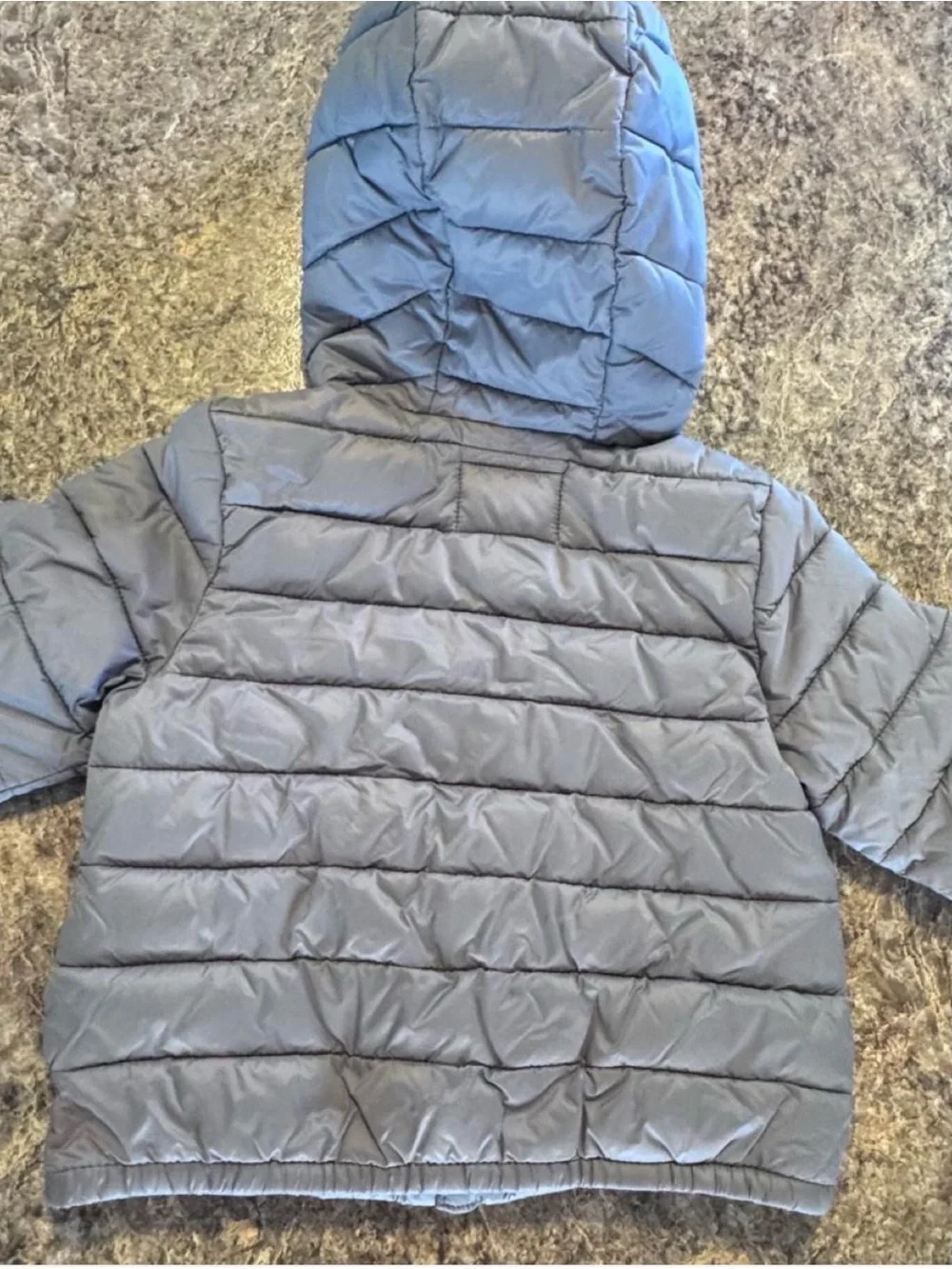 Old Navy Kids Hooded Puffer Jacket - Gray with Orange Lining
